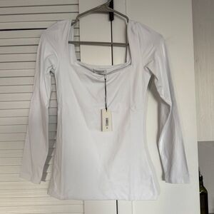 White Babaton Contour Squareneck Long Sleeve Tee